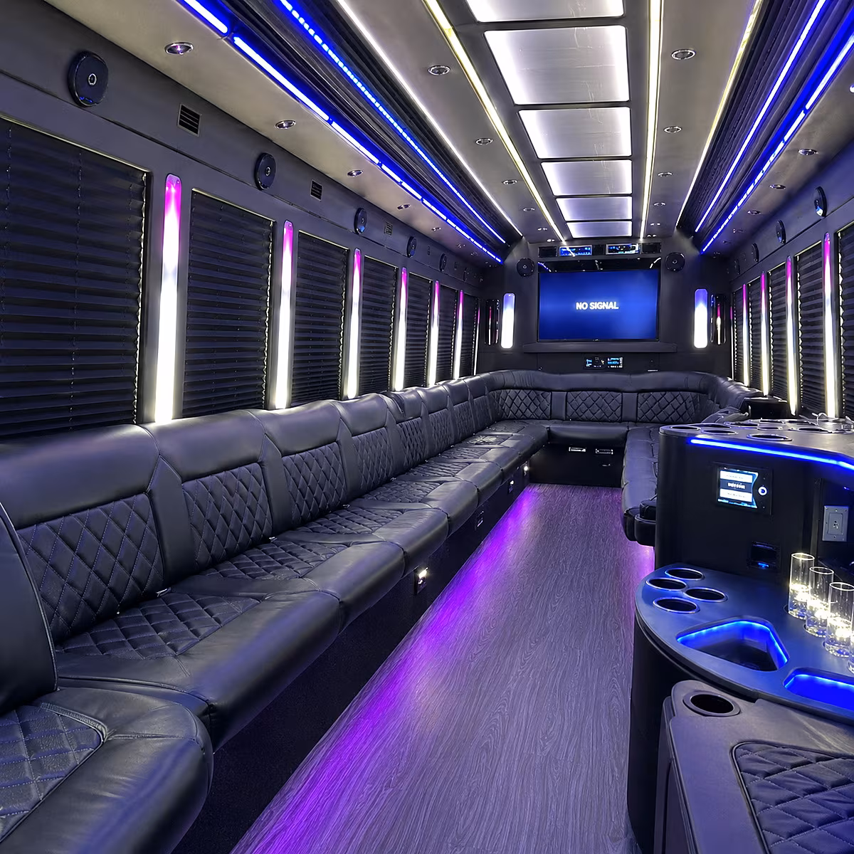 mooresville 30 passenger party bus inside