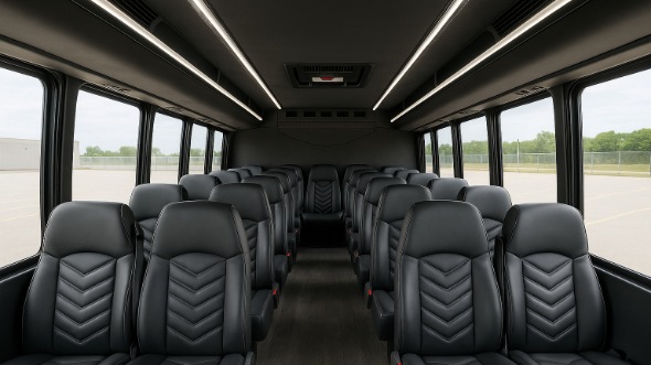 Interior of Charter Bus Company Mooresville's 25 Passenger Mini bus in Mooresville
