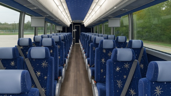 Interior of Charter Bus Company Mooresville's 55 Passenger Charter Bus in Mooresville