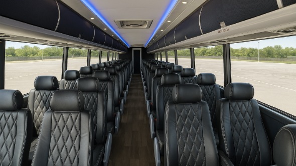 Interior of Charter Bus Company Mooresville's 56 Passenger Charter Bus in Mooresville