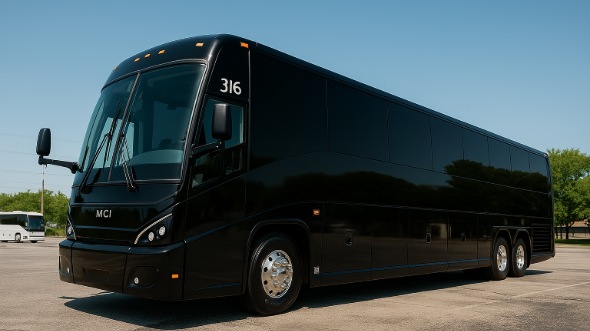 Exterior of Charter Bus Company Mooresville's 56 Passenger Charter Bus in Mooresville
