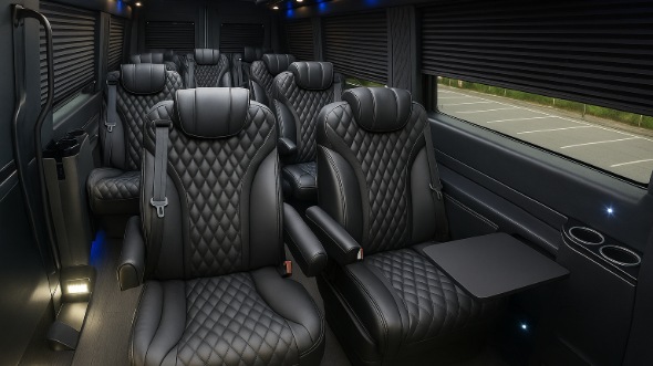 Interior of Charter Bus Company Mooresville's Sprinter Van Rental With Driver in Mooresville